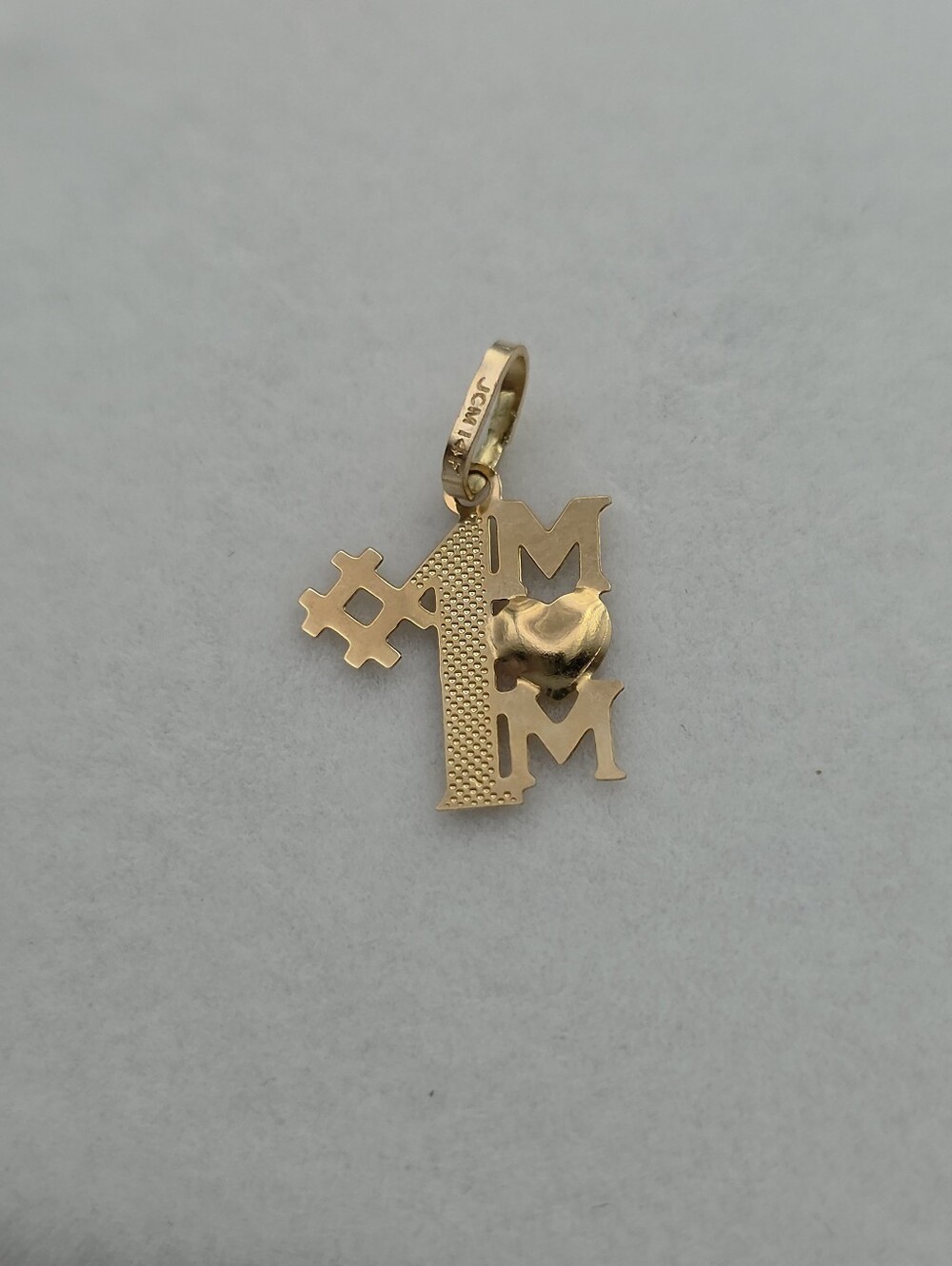 Vintage 14k Gold #1 Mom Charm Pendant Dainty Minimalist